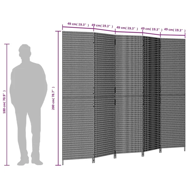 parawan-5-panelowy-czarny-polirattan-stan-nowy-kod-producenta-365364