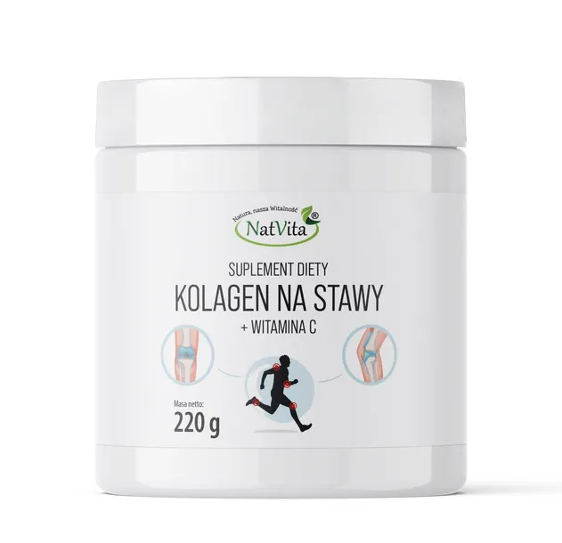 Kolagen Na Stawy + Witamina C - Peptydy, Hydrolizat Kolagenu 220g NatVita