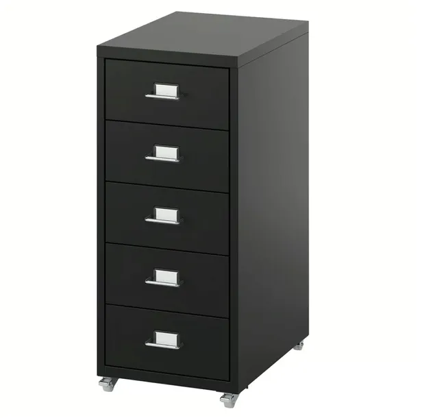 IKEA HELMER Komoda na kółkach, szafka CZARNY 28x65cm, metalowa