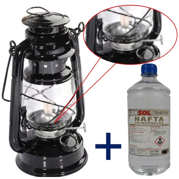 Lampa naftowa czarna wys. 24 cm
