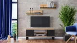 zestaw-polek-sciennych-shelf-2x100cm-dab-craft-zloty-czarny-stan-nowy