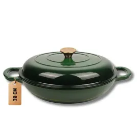 hage-garnek-zeliwny-emaliowany-niski-3l-o30-cm-zielony-z-pokrywka