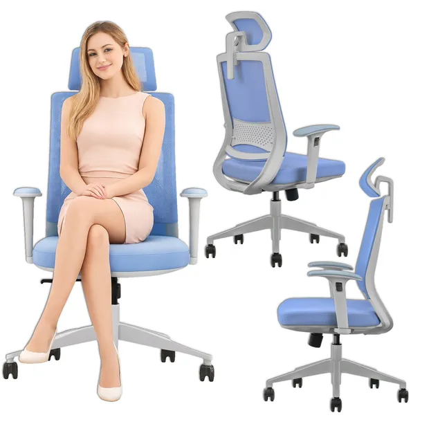 Fotel Ergonomiczny Gamingowy Biurowy Materiałowy Krzesło Biurowe Regulowane