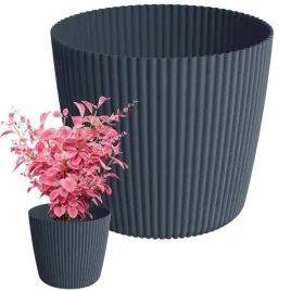 donica-okragla-w-pionowe-prazki-antracytowa-240mm-dekoracyjna-oslonka