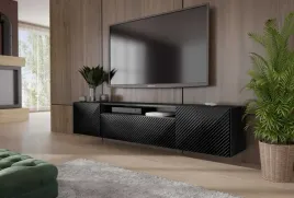 szafka-rtv-wiszaca-kler-szerokosc-200-cm-czarna-ryflowany-front-trzydrzwiow