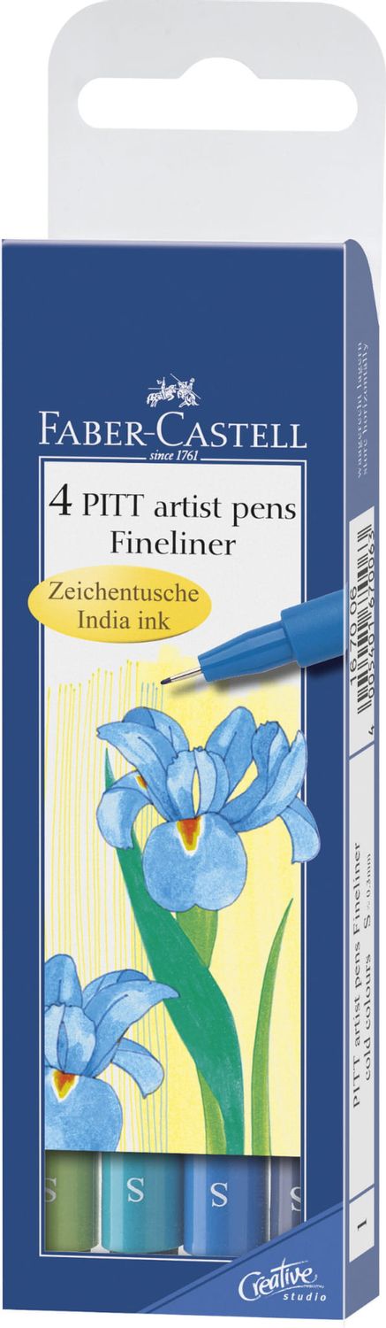 FABER-CASTELL Pisaki cienkopisy Artist Pen PITT S 4 kolory ZIMNE