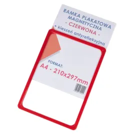 ramka-plakatowa-tasma-magnetyczna-czerwona-a4-kieszen-zabezpieczajaca