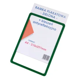 ramka-plakatowa-kieszen-antyrefleksyjna-zabezpieczajaca-a4-zielona