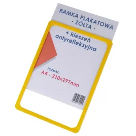 ramka-plakatowa-a4-zolta-kieszen-antyrefleksyjna-zabezpieczajaca-plakat