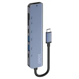 hub-adapter-savio-ak-82-usb-c-hdmi-4k-30-hz-usb-3-1-pd-7-w-1-5-gbps-srebrny
