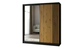 szafa-nela-przesuwna-dwudrzwiowa-lustro-lamele-czarny-dab-artisan-200-cm