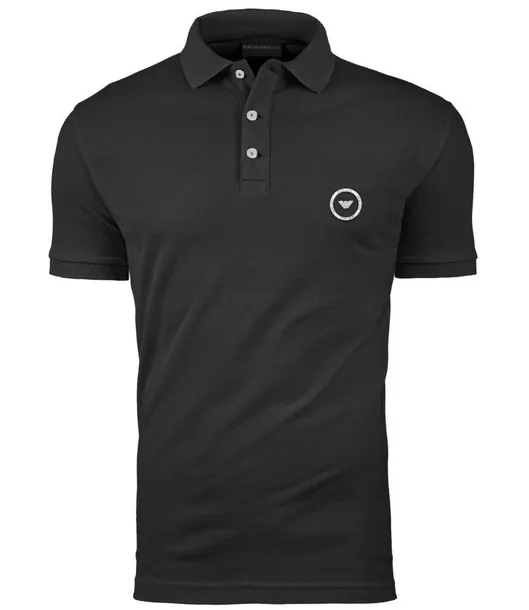 KOSZULKA POLO EMPORIO ARMANI POLÓWKA NOWOCZESNE LOGO 3D KLASYCZNA CZARNA
