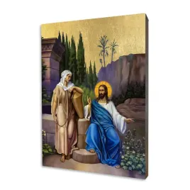 jezus-i-samarytanka-ikona-religijna-format-50x70-cm