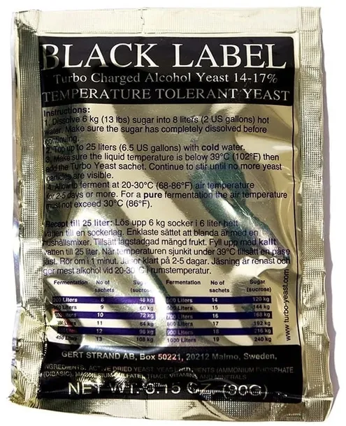BLACK LABEL TURBO 18% 90g drożdże gorzelnicze