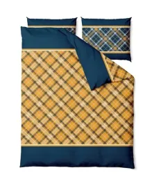 posciel-bawelniana-140x200-lattice-granatowo-zolta