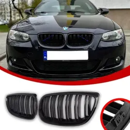 nerki-grill-bmw-e92-e93-05-10-przedlift-podwojne-czarny-polysk