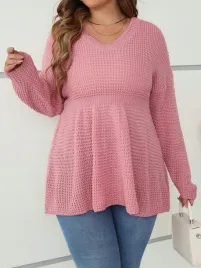 lc26210-shein-rozowy-sweter-damski-taliowany-dekolt-v-plus-size-18-50