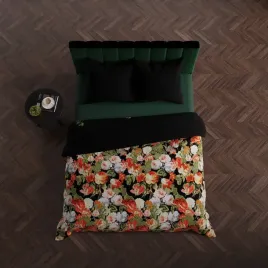 posciel-satynowa-200x220-tulipas-czarna-kwiaty