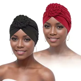 damski-turban-czepek-na-glowe-czarny-i-czerwony-skrecany-2szt