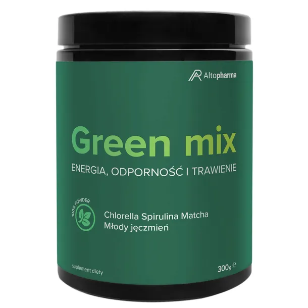 GREEN MIX Matcha Chlorella Spirulina Młody Jęczmień Witaminy Energia 300 g