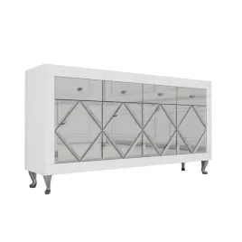 szklana-biala-komoda-glamour-lustrzane-romby-160cm