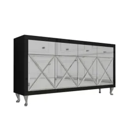 szklana-czarna-komoda-glamour-lustrzane-iksy-160cm