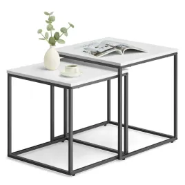 stolik-kawowy-bialy-kwadrat-2szt-loft-nogi-czarne-metalowe