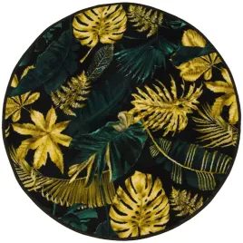 okragly-dywan-monstera-gold-green-zloto-butelkowa-zielen