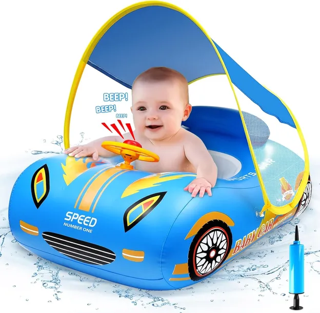 KOŁO DO PŁYWANIA DLA DZIECI Z DASZKIEM UV AUTO