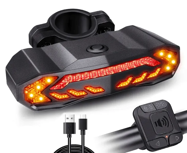 LAMPA ROWEROWA TYŁ Z ALARMEM KIERUNKOWSKAZY STOP DO HULAJNOGI ALARM
