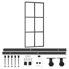 przesuwane-drzwi-szklane-esg-90x205-cm-przezroczyste-czarne-z-osprzetem