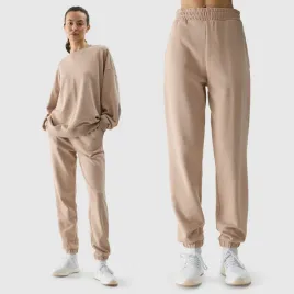 spodnie-damskie-4f-bawelniane-joggery-dresowe-dresy-sportowe-bezowe-xl