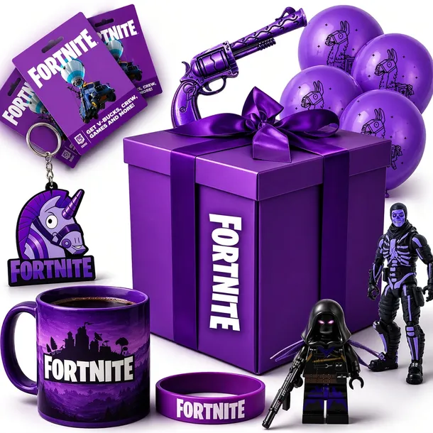 DUŻY ZESTAW PREZENTOWY FORTNITE XXL 20EL. FIGURKA MASKOTKA KARTY KLOCKI