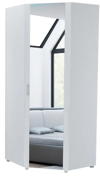 SZAFA NAROŻNA EMMA + LUSTRO 80 cm - BIAŁA