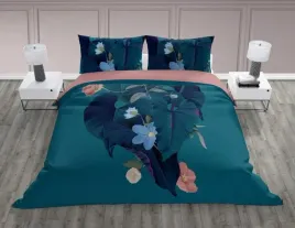 posciel-bawelniana-200x220-trendy-008-turkusowa-liscie