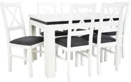 6-krzesel-krzyzak-tapicerowane-z-drewna-i-rozkladany-bialy-stol-do-160-cm