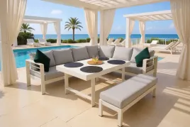 Zdjęcie produktu Meble ogrodowe Zakynthos WHITE Narożnik do ogrodu MODUŁOWE meble na taras