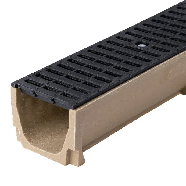 Polimerobetonowy odpływ wody Odwodnienie liniowe z żeliwną kratą H:6CM B125