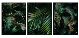 obraz-plakat-w-ramie-53x73cm-tryptyk-komplet-3-obrazow-liscie-palmy-p2056