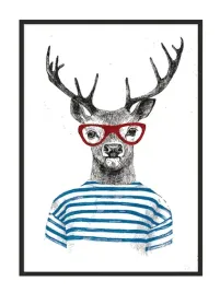 obraz-plakat-w-ramie-33x43-cm-jelen-hipster-p846