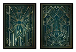 obraz-plakaty-w-ramie-53x73cm-dyptyk-komplet-2-obrazow-artdeco-czarny-p1708