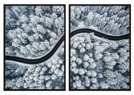 obraz-plakaty-w-ramie-33x43cm-dyptyk-komplet-2-obrazow-zima-las-snieg-p848