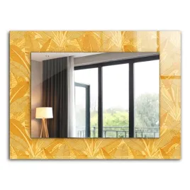 nowoczesne-lustro-z-pieknym-nadrukiem-liscie-wzor-pomaranczowy-xxl-80x60-cm