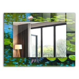 lustro-premium-z-szklana-ozdobna-rama-z-nadrukiem-lilie-wodne-staw-80x60-cm