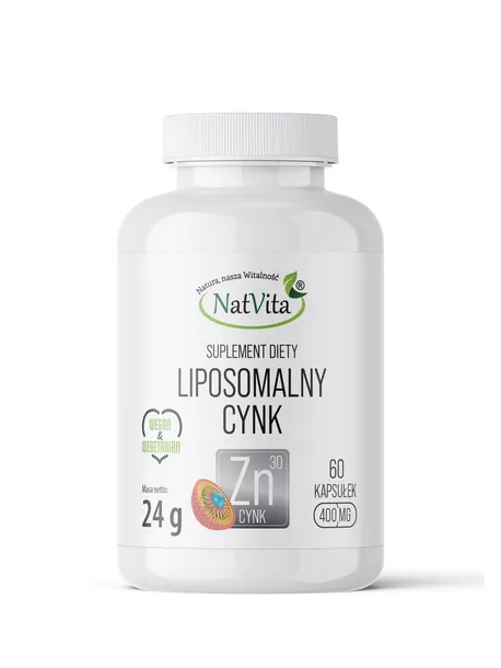 CYNK (Zn) Liposomalny Skóra Włosy Paznokcie kaps. celulozowe 400mg NatVita