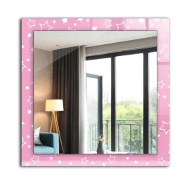 lustro-premium-z-nadrukiem-z-szklana-dekoracyjna-rama-60x60-rozowe-gwiazdki