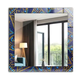 nowoczesne-kwadratowe-lustro-z-nadrukiem-60x60-niebieska-mandala-kropkowana