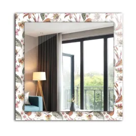 lustro-premium-z-nadrukiem-z-szklana-dekoracyjna-rama-60x60-kwiaty-i-liscie