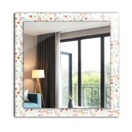 dekoracyjne-lustro-na-sciane-nadruk-dekor-60x60-cm-kwiatowy-wzor-akwarela