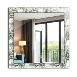 dekoracyjne-lustro-na-sciane-nadruk-dekor-60-cm-x-60-cm-liscie-zielone-wzor